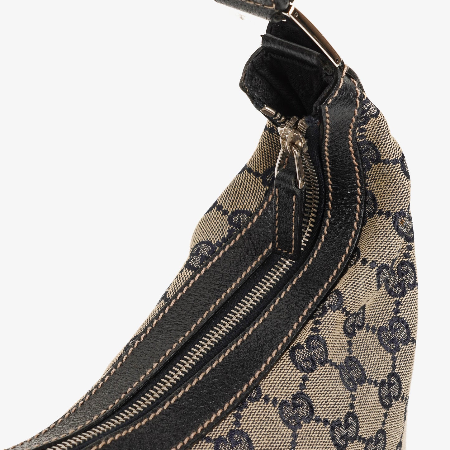 Gucci Charmy Navy GG Canvas Sherry Line Hobo Bag