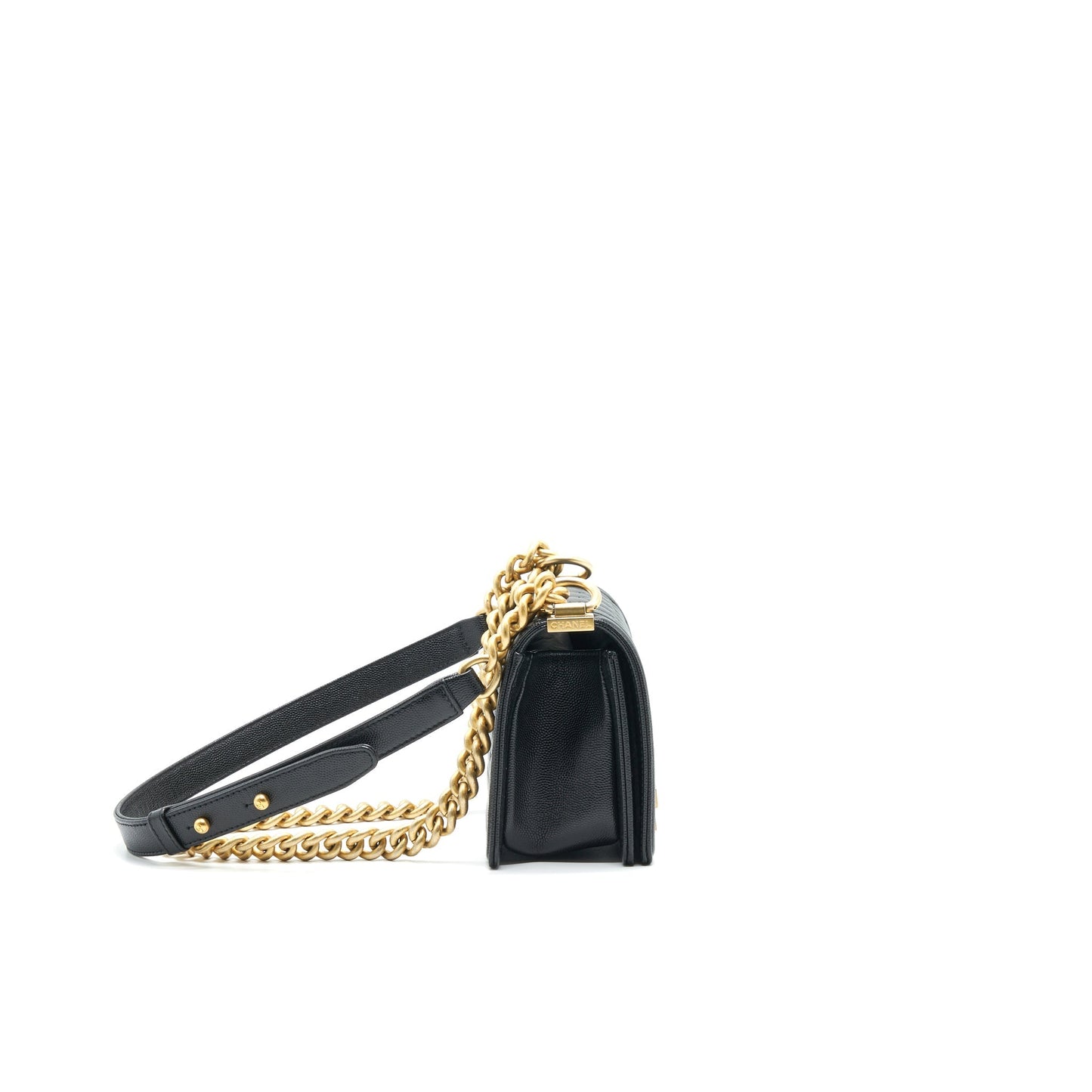 CHANEL SMALL BOY BAG CAVIAR LEATHER BLACK