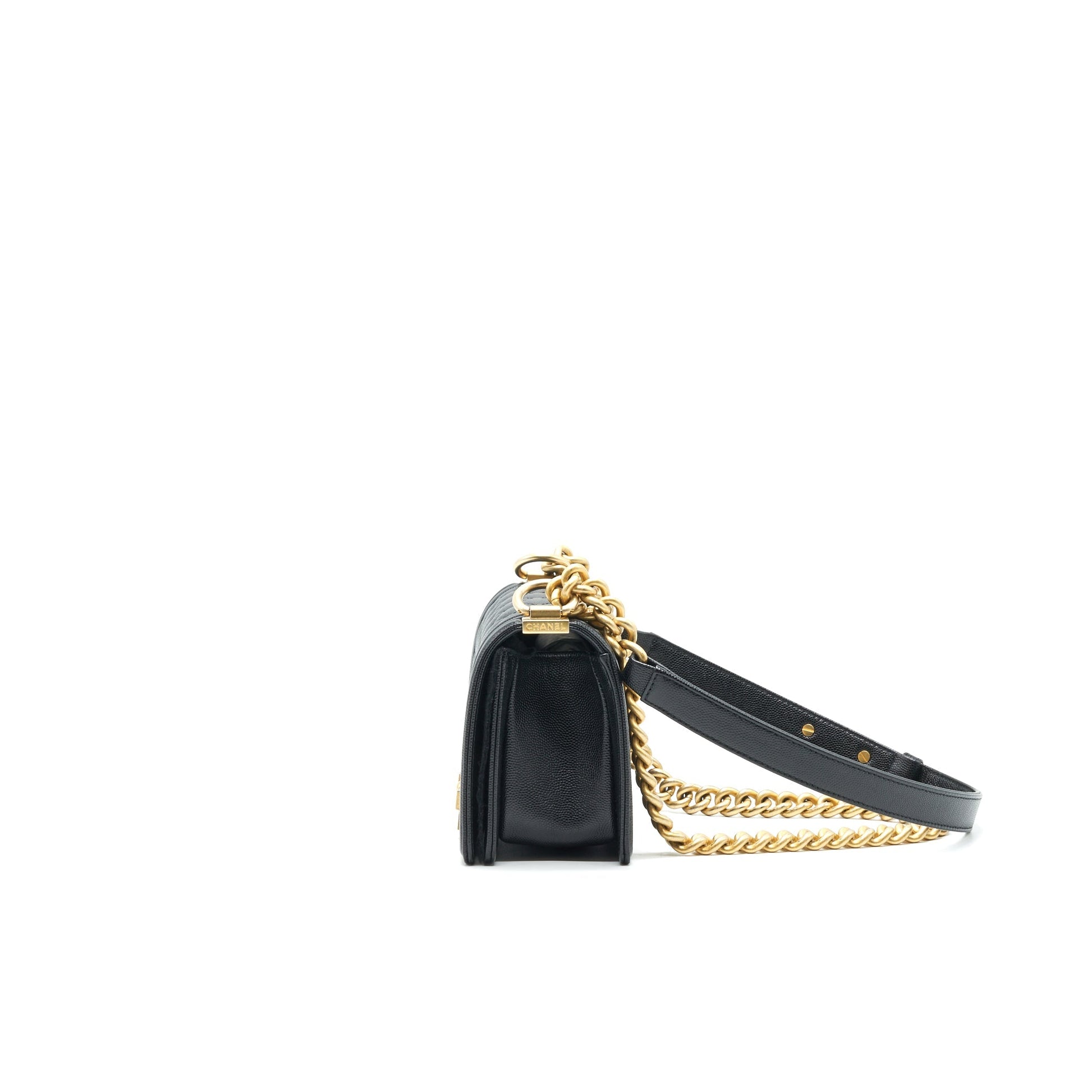 CHANEL SMALL BOY BAG CAVIAR LEATHER BLACK