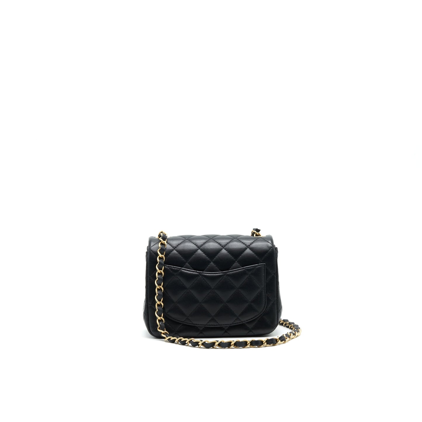 CHANEL MINI SQUARE BLACK LAMBSKIN