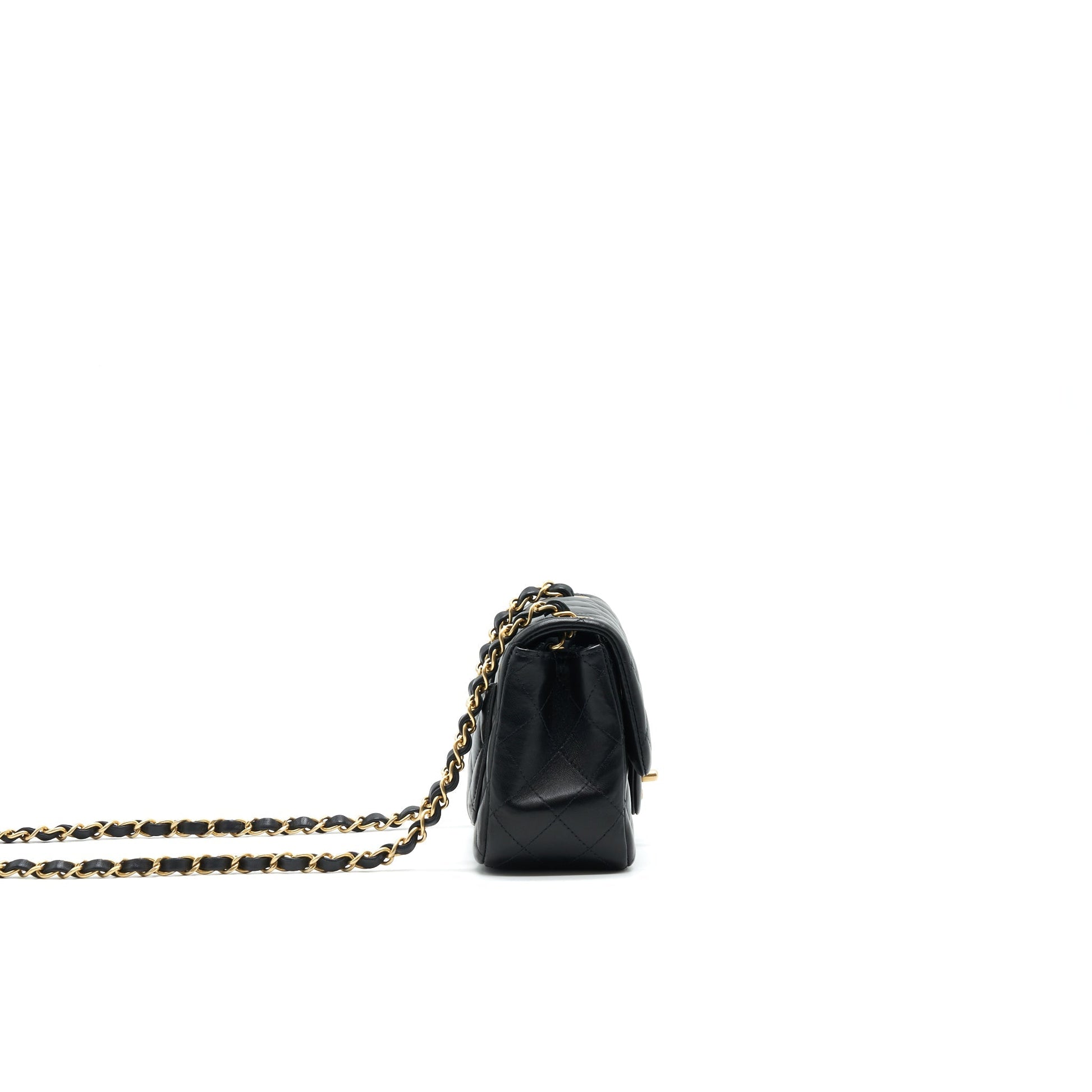 CHANEL MINI SQUARE BLACK LAMBSKIN