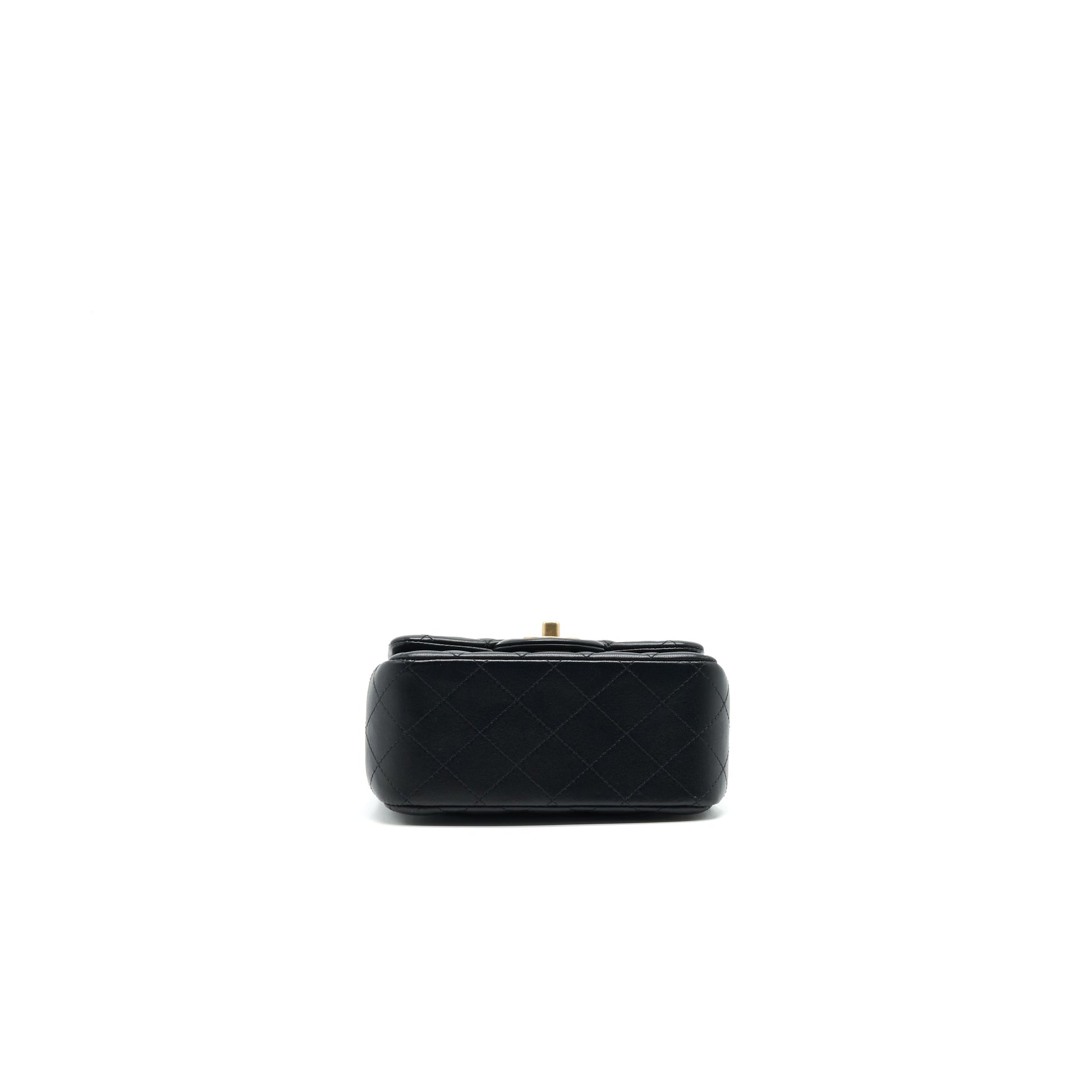CHANEL MINI SQUARE BLACK LAMBSKIN