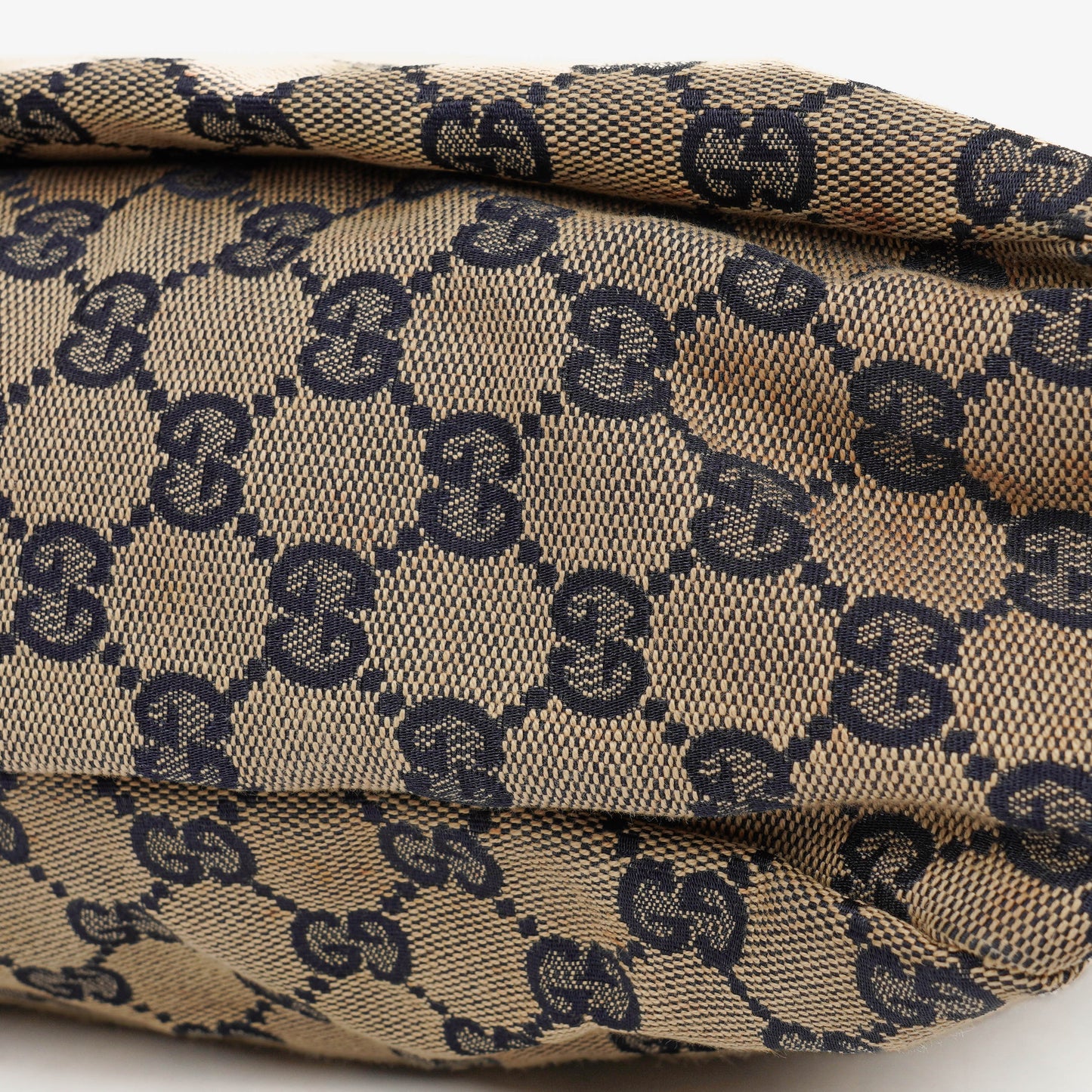Gucci Navy Blue GG Fabric Chain Horsebit Hobo Bag