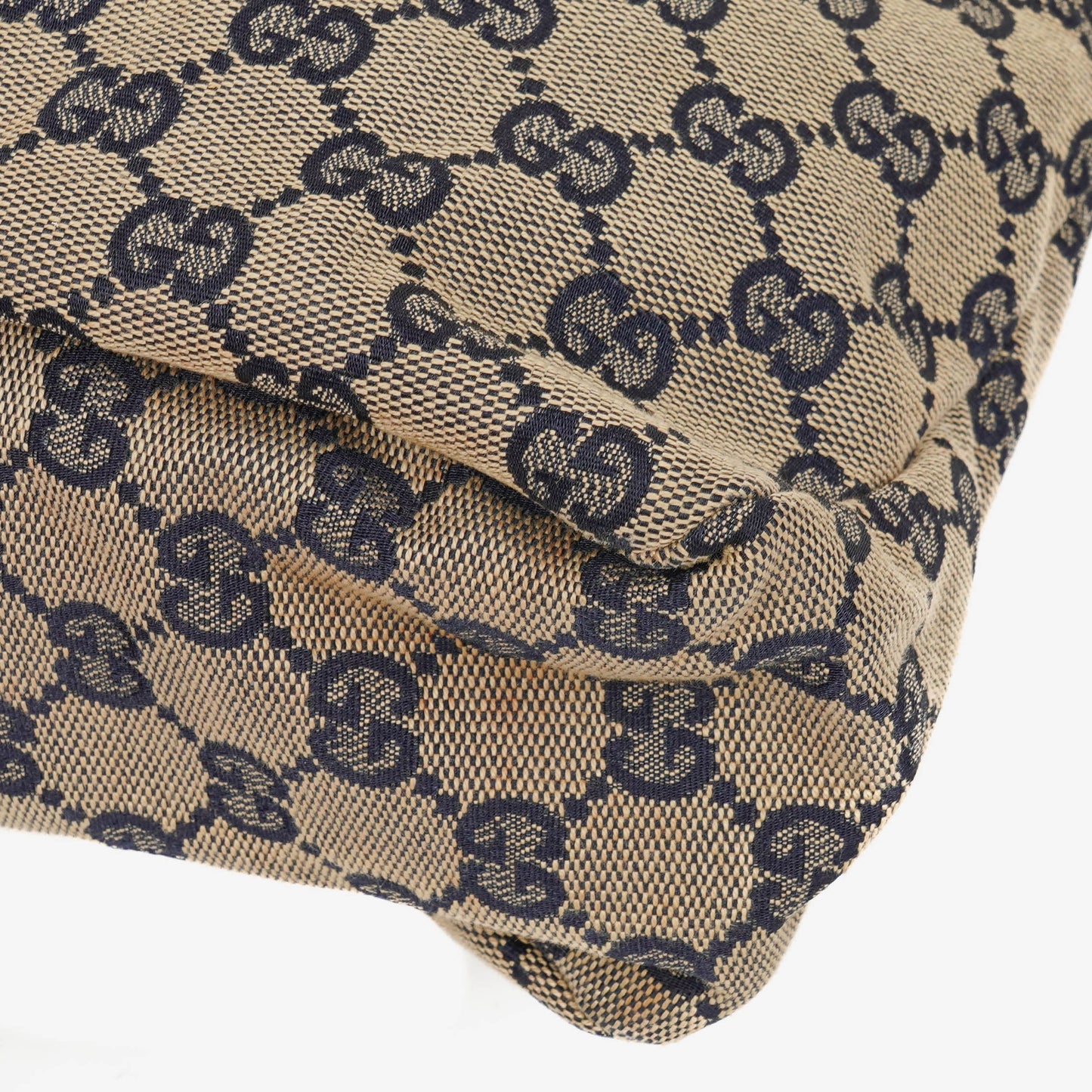Gucci Navy Blue GG Fabric Chain Horsebit Hobo Bag
