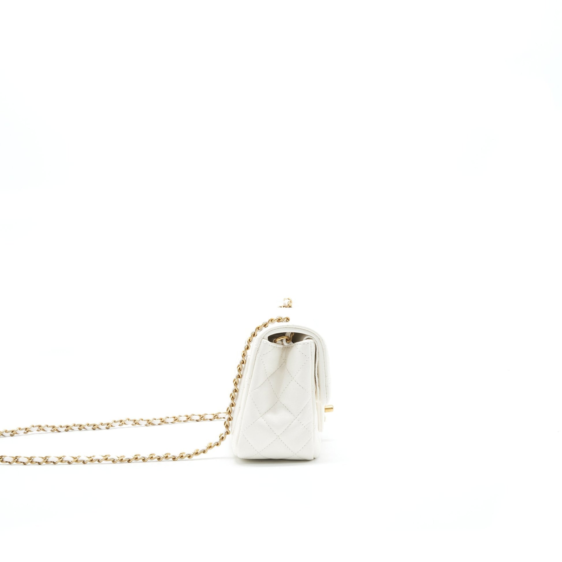 Chanel 21B pearl crush Mini Square flap Bag White