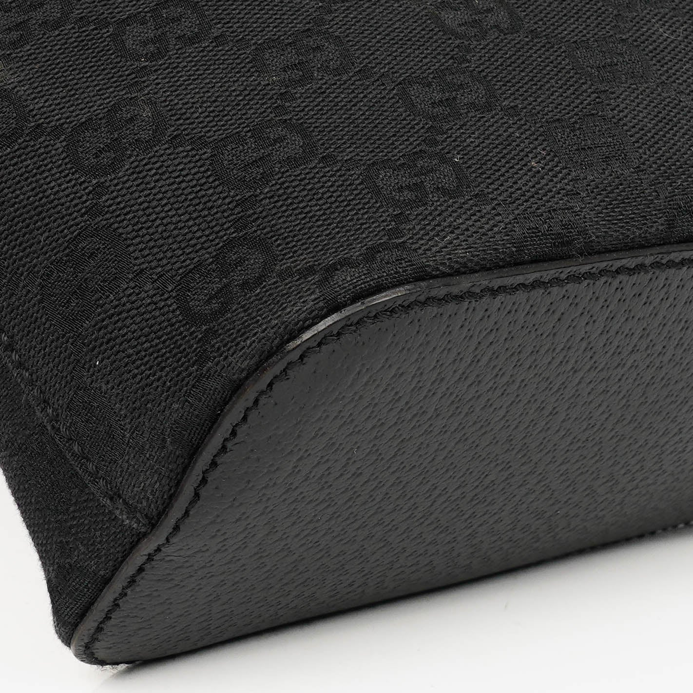Gucci Black Monogram Canvas and Leather Hobo Shoulder Bag
