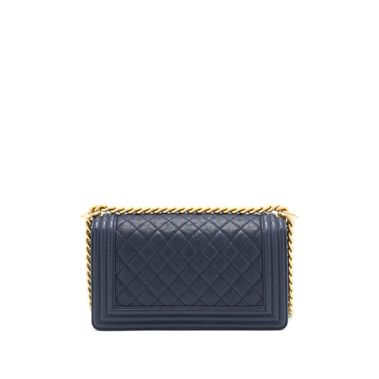 Chanel Medium Boy Grained Navy Calfskin Brushed