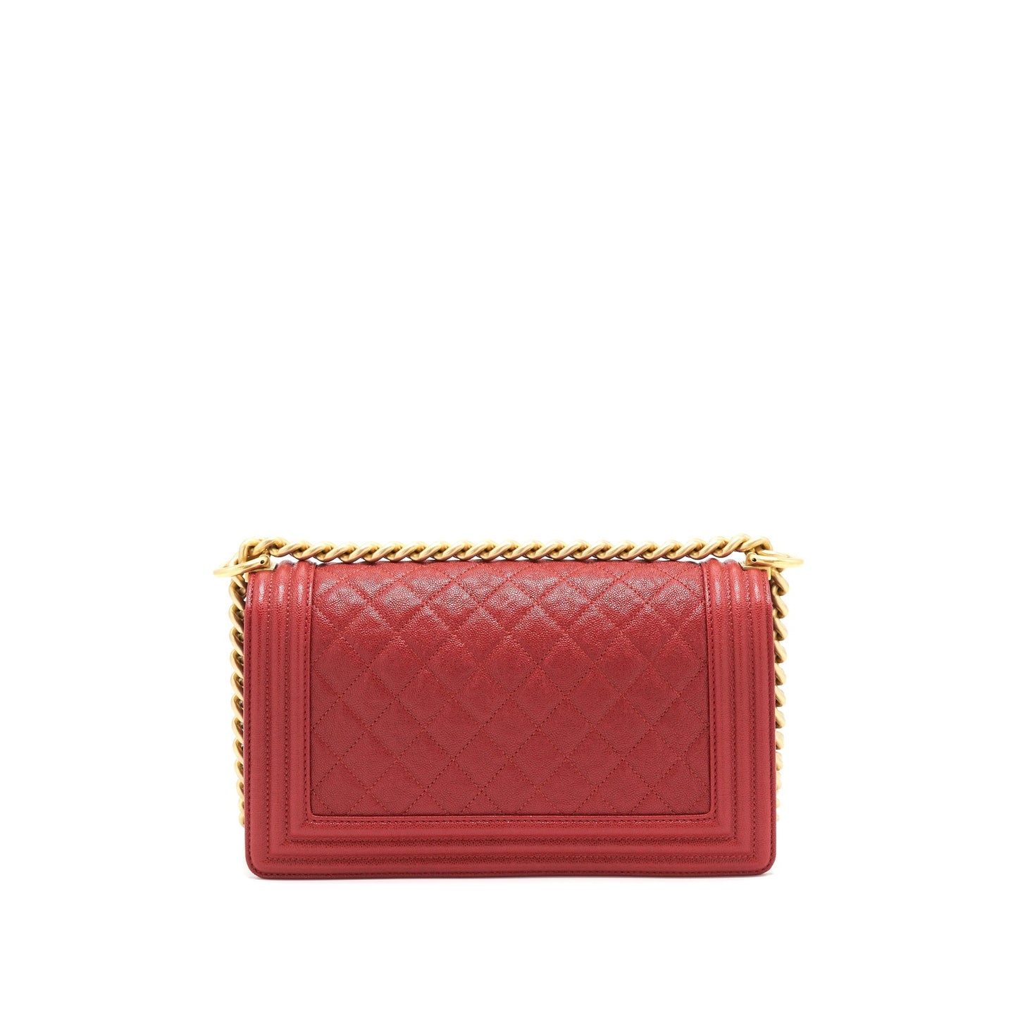 Chanel Medium Boy Grained Red Calfskin Brushed