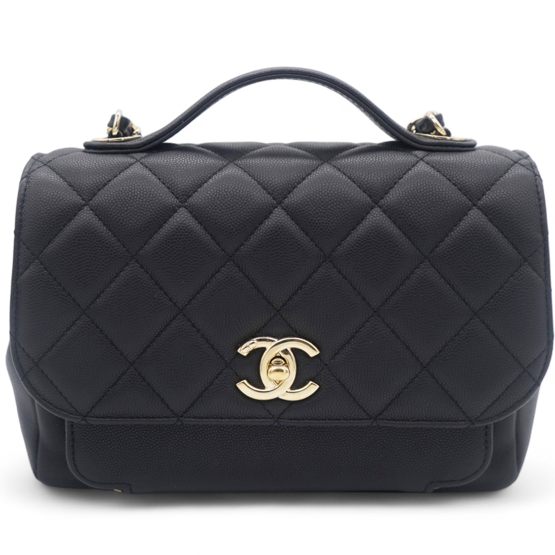 Chanel Black Quilted Caviar Leather Medium Business Affinity Top Handle Bag