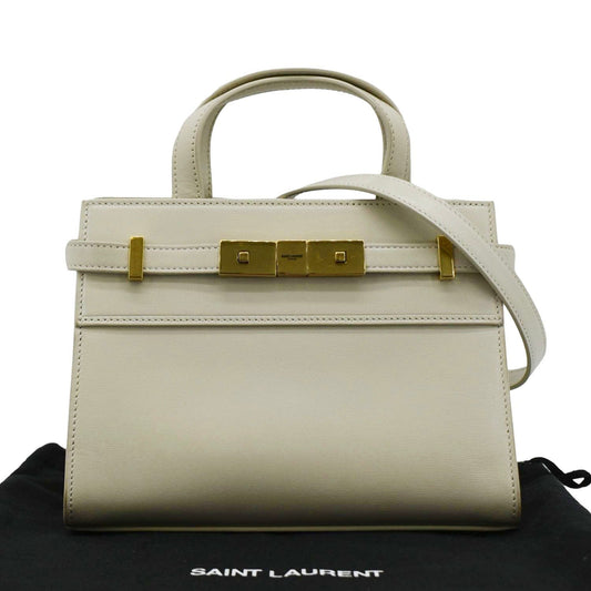 SAINT LAURENT Manhattan Leather Shopper Tote Bag Beige