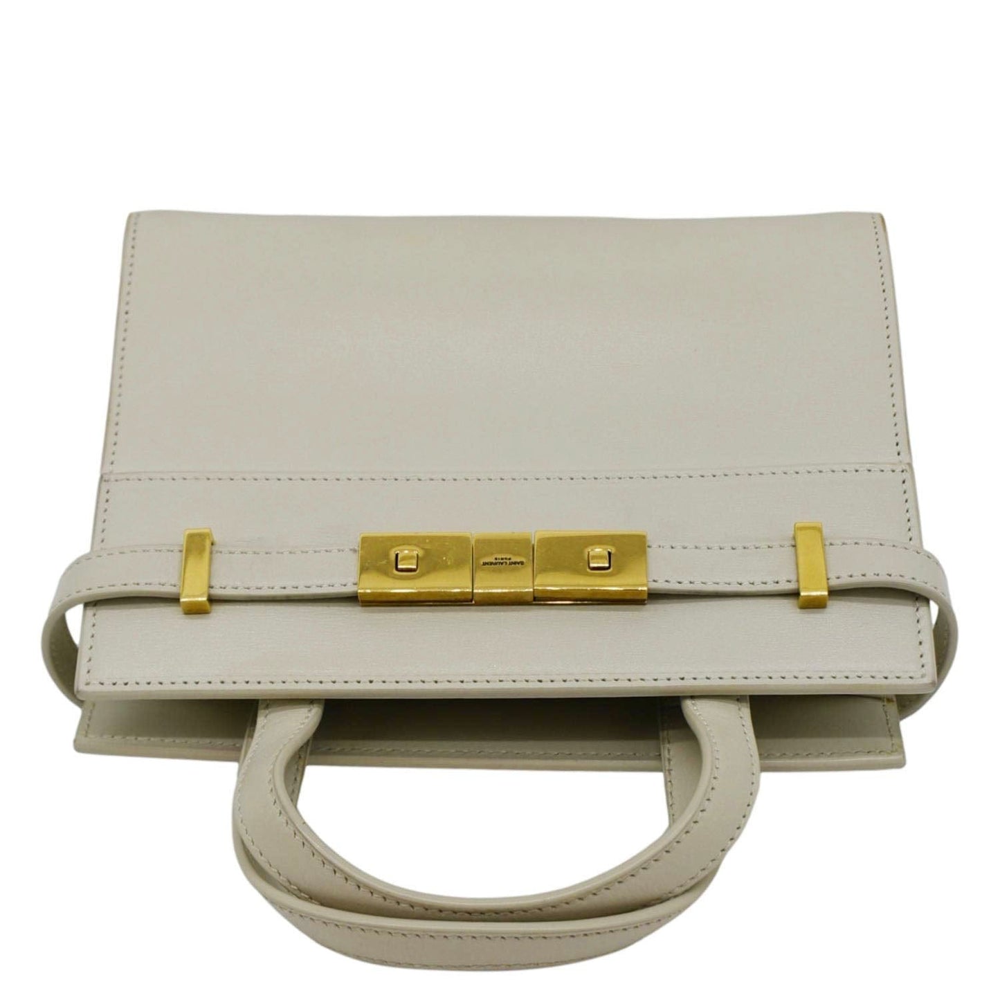 SAINT LAURENT Manhattan Leather Shopper Tote Bag Beige