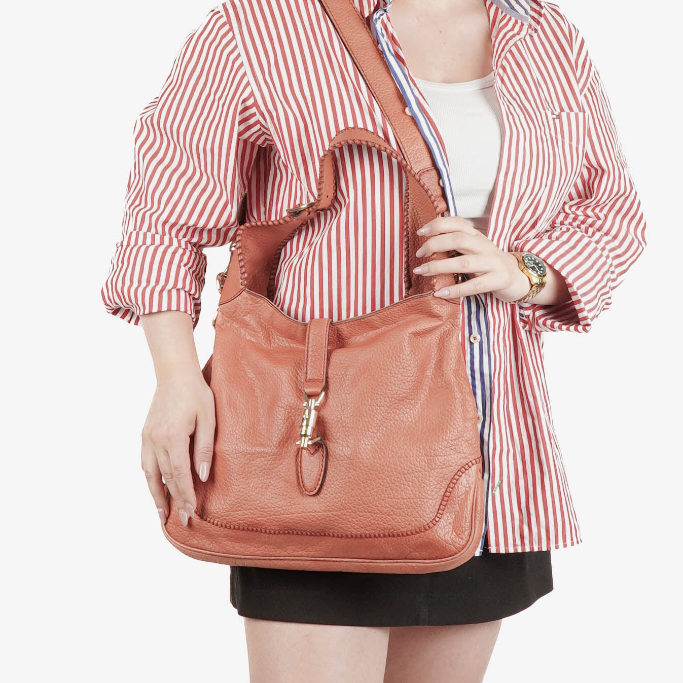 Gucci Orange GG Canvas New Jackie Hobo Bag