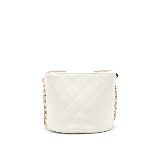 Chanel Bucket Bag With Chain Handle Caviar White
