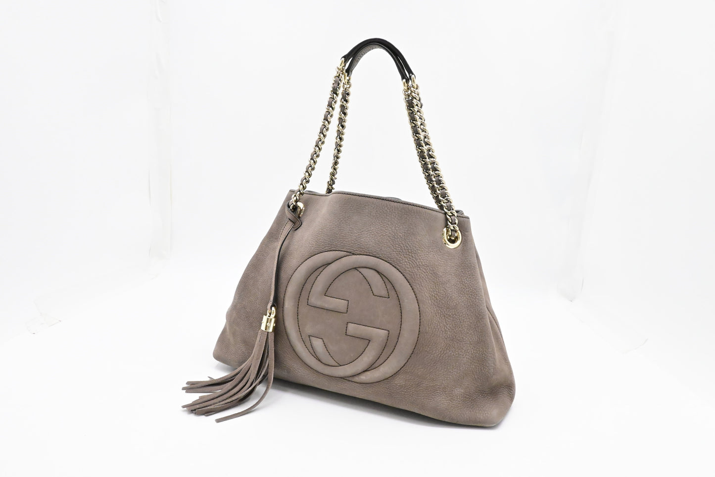 Gucci Soho Chain Shoulder Bag in Gray Leather
