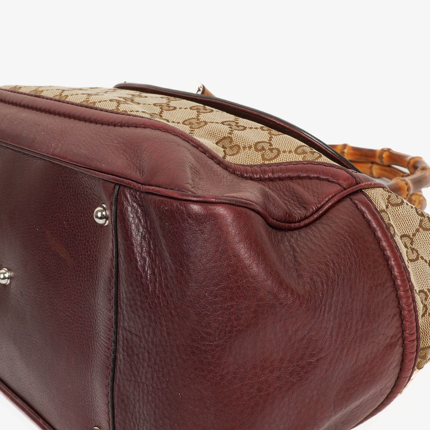 Gucci Bamboo Top Handle Burgundy Lerahter Tote Bag