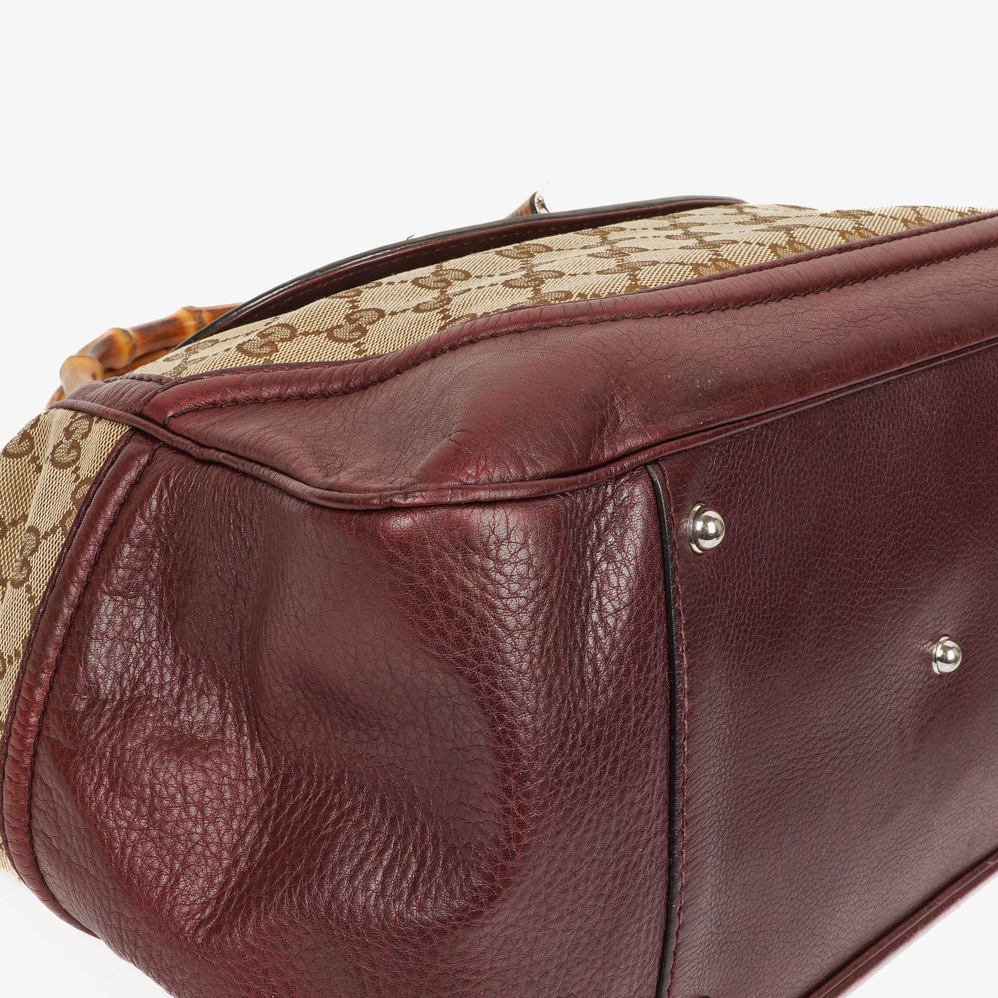 Gucci Bamboo Top Handle Burgundy Lerahter Tote Bag