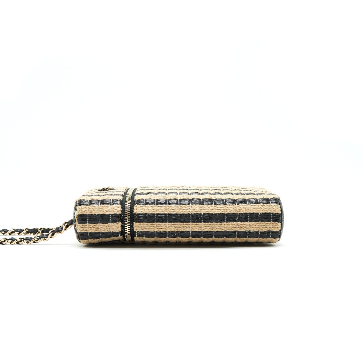 CHANEL VANITY PHONE HOLDER WITH CHAIN BLACK & BEIGE