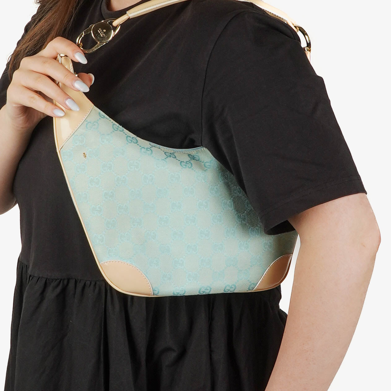 Gucci GG Canvas Handle Ring Hobo Bag