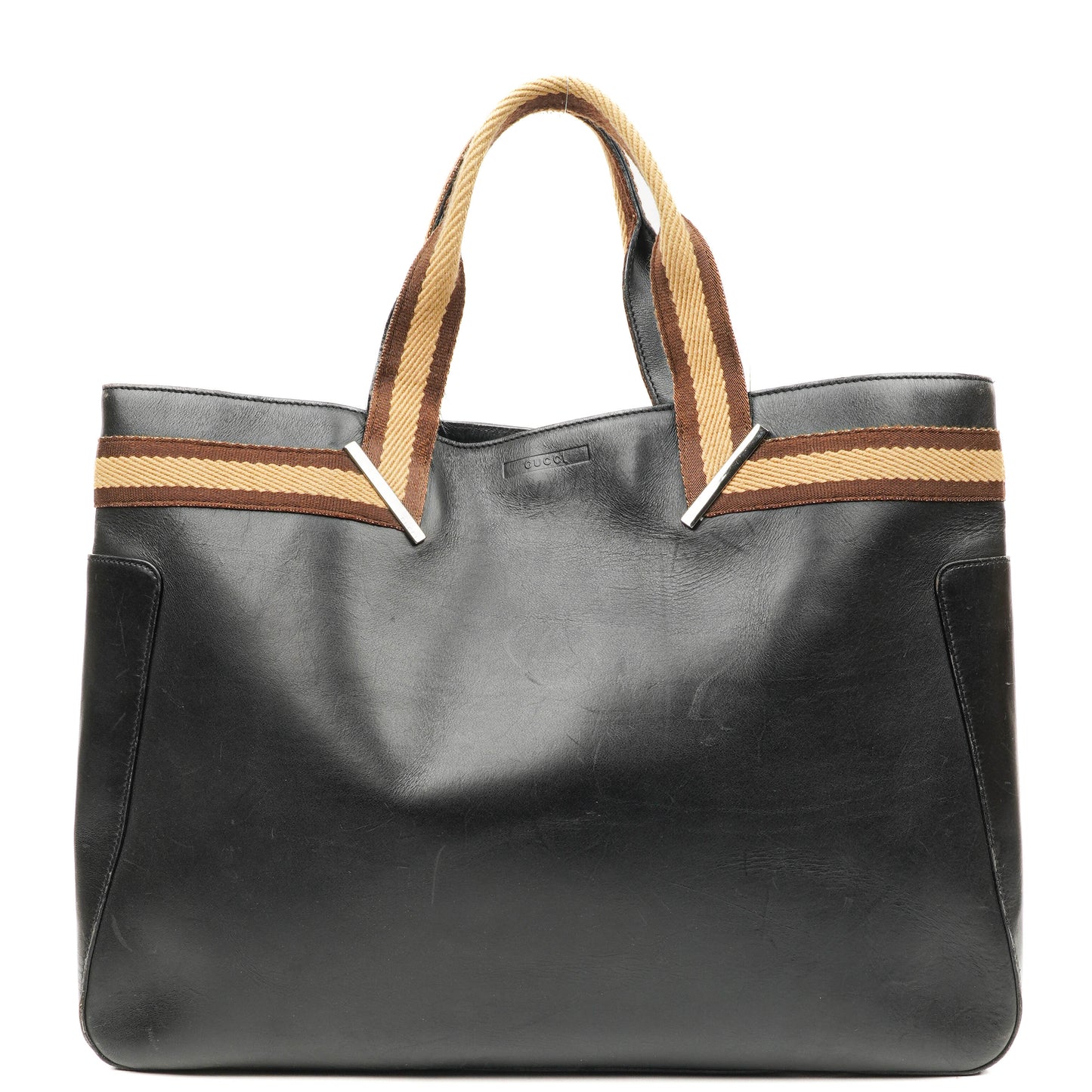 Gucci Web Leather Tote Bag Black