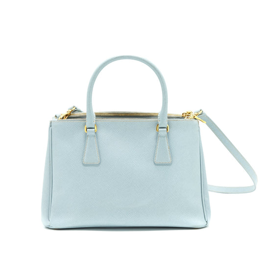 Prada Small Saffiano Leather Tote Bag Light Blue GHW