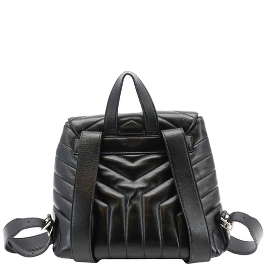 SAINT LAURENT Loulou Small Monogram Calfskin Y Quilted Backpack Black