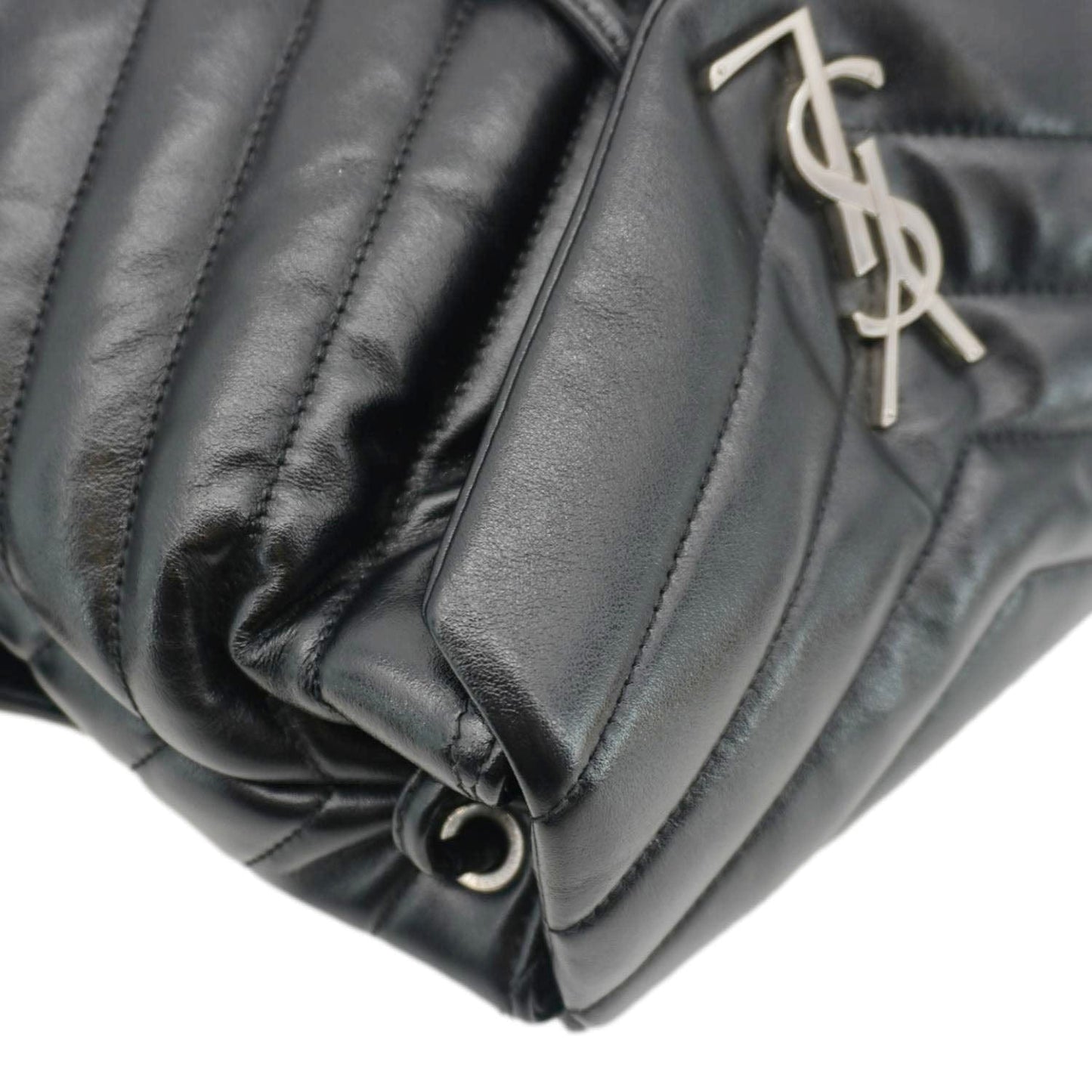 SAINT LAURENT Loulou Small Monogram Calfskin Y Quilted Backpack Black