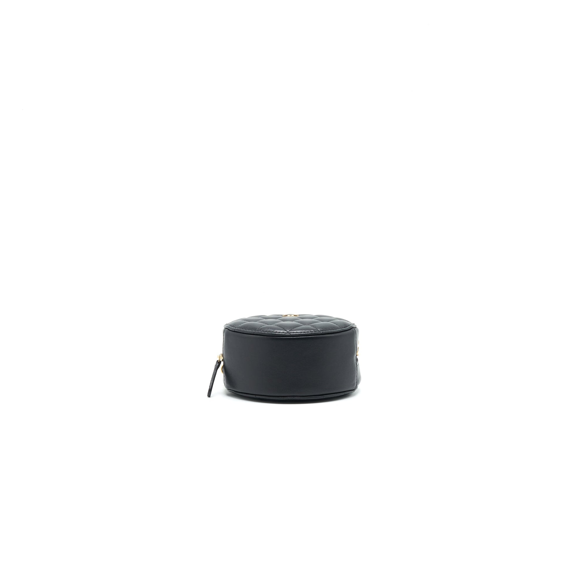 Chanel Round Clutch with Chain Black Brushed
