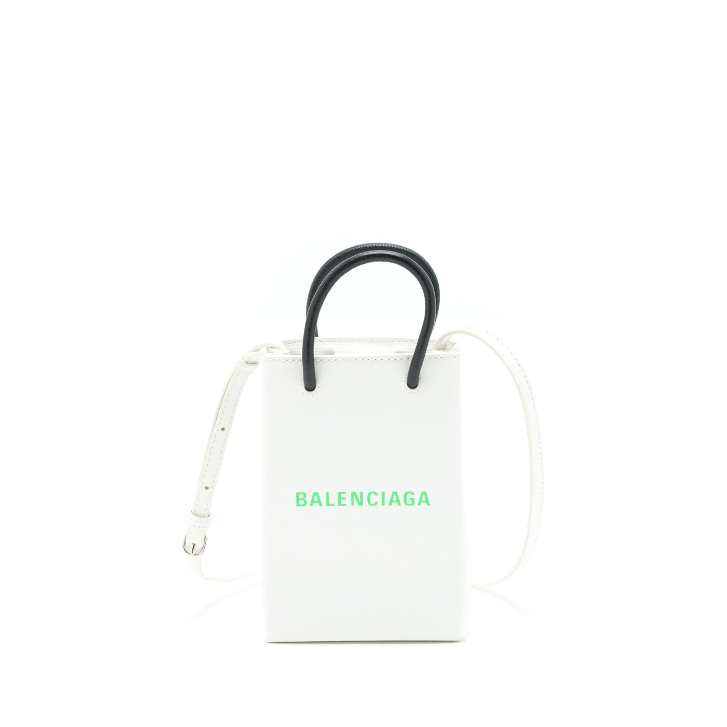Balenciaga Mini Shopping Phone Pouch White