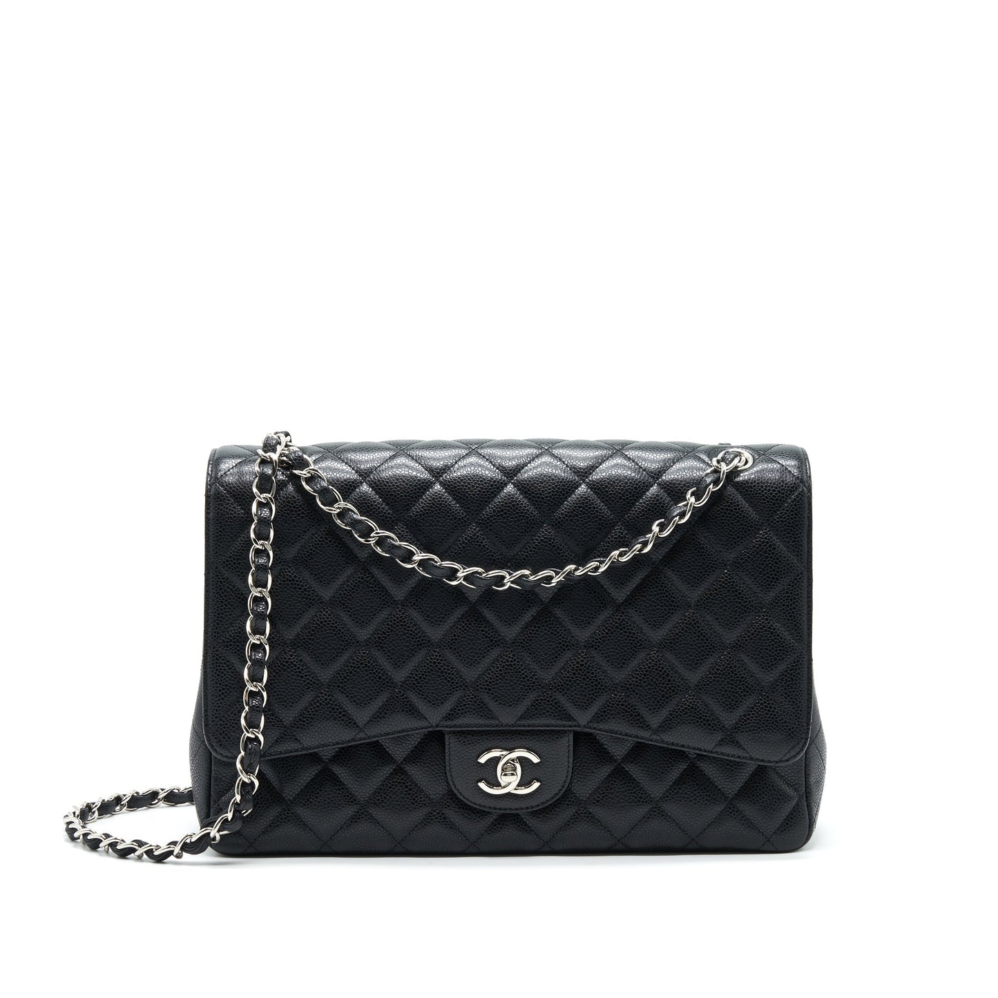 CHANEL CAVIER CLASSIC MAXI SINGLE FLAP BAG BLACK
