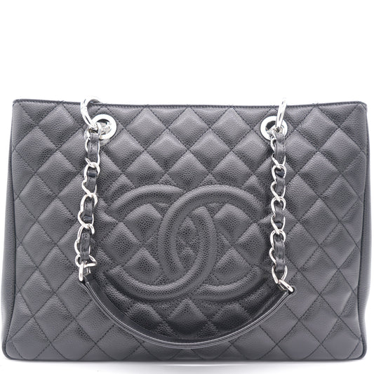 Chanel Black Quilted Caviar Leather Grand GST Shopper Tote Bag