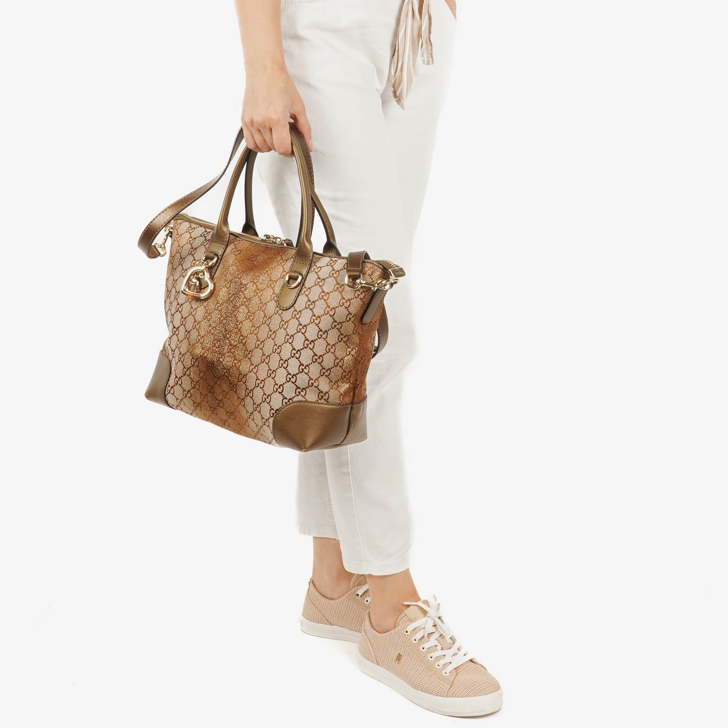 Gucci Multicolour/Brown GG Lurex Heart Bit Shoulder Bag