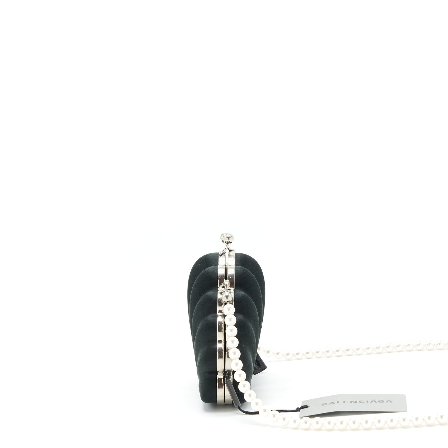 Balenciaga Satin Beads Shell Clutch black