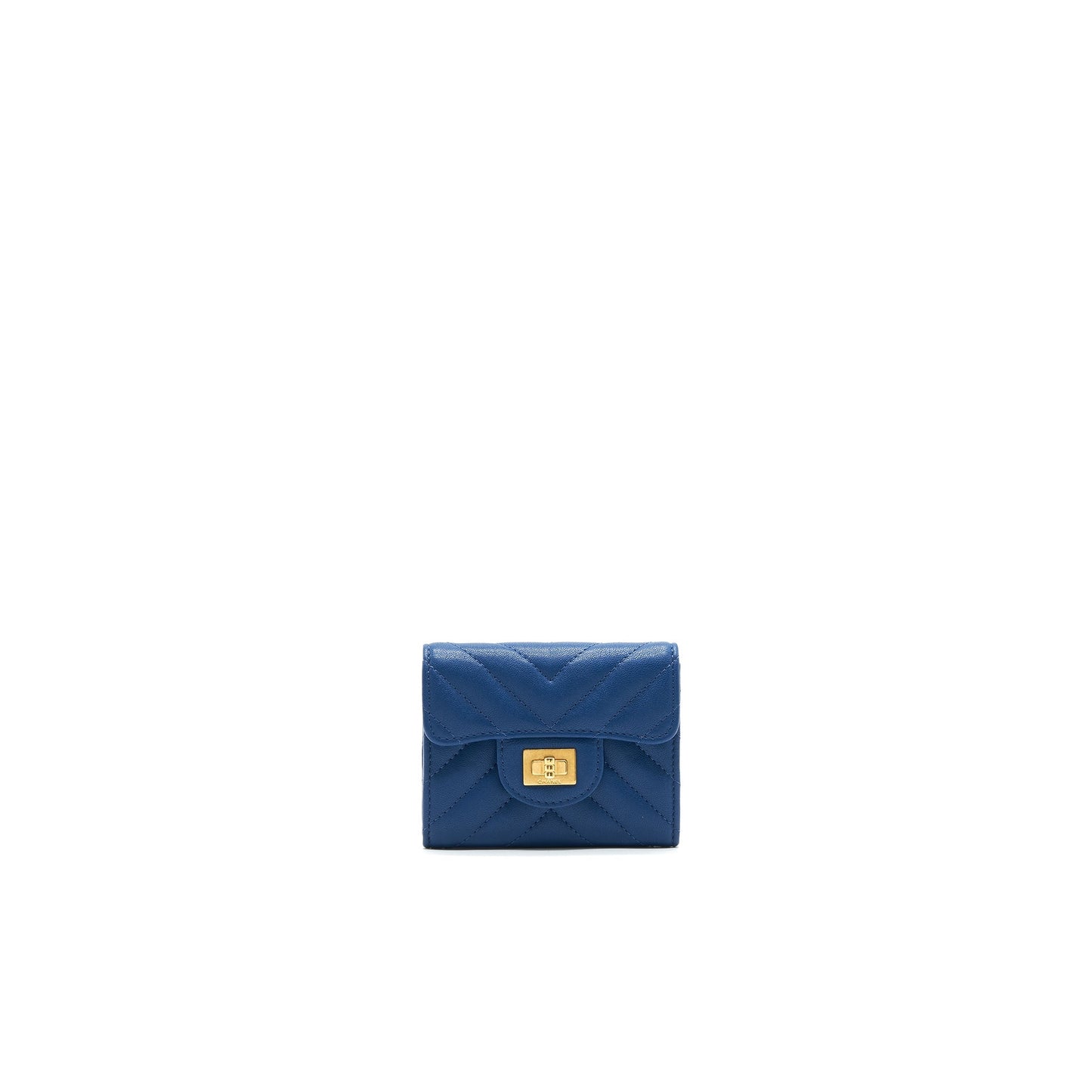 Chanel Chevron 2.55 reissue card Holder Blue
