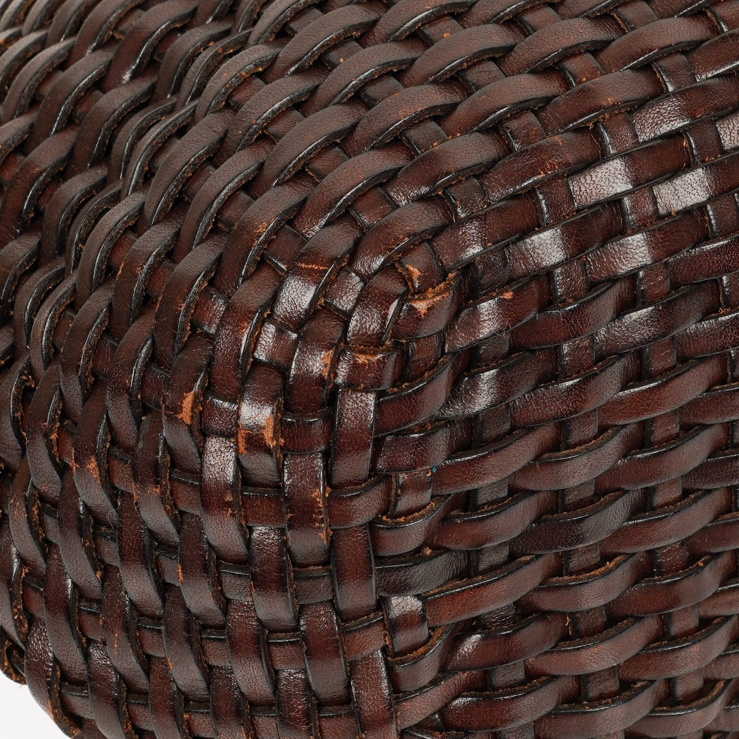 Gucci Brown Woven Leather Bamboo Top Handle Bag