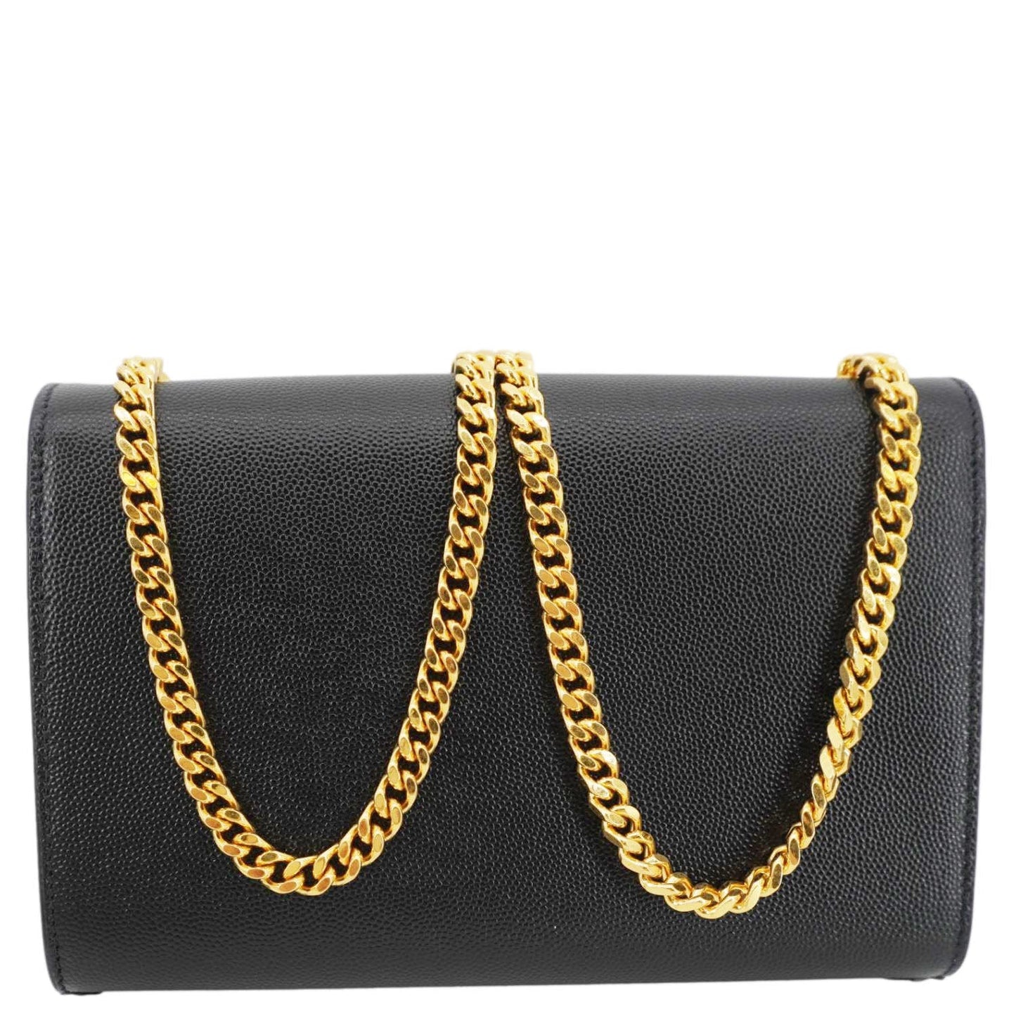 SAINT LAURENT Kate Grain De Poudre Leather Chain Crossbody Bag Black