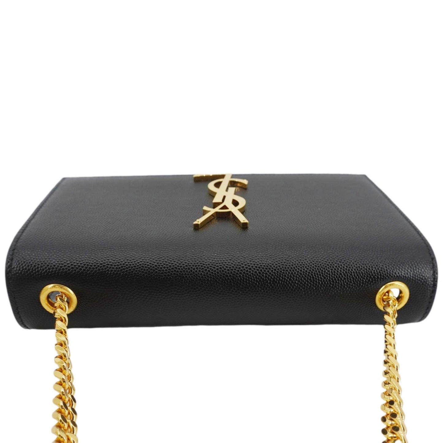SAINT LAURENT Kate Grain De Poudre Leather Chain Crossbody Bag Black
