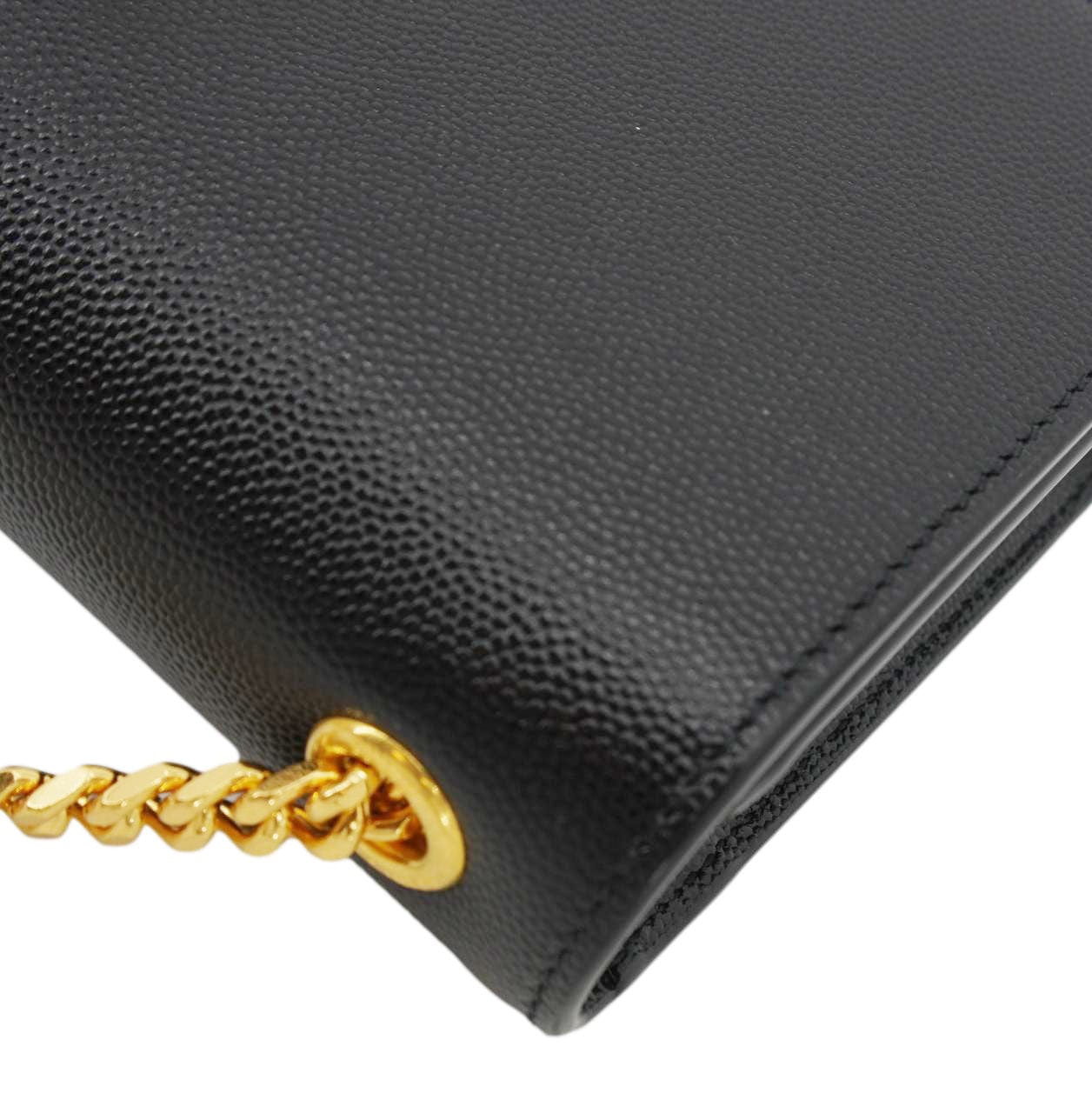 SAINT LAURENT Kate Grain De Poudre Leather Chain Crossbody Bag Black