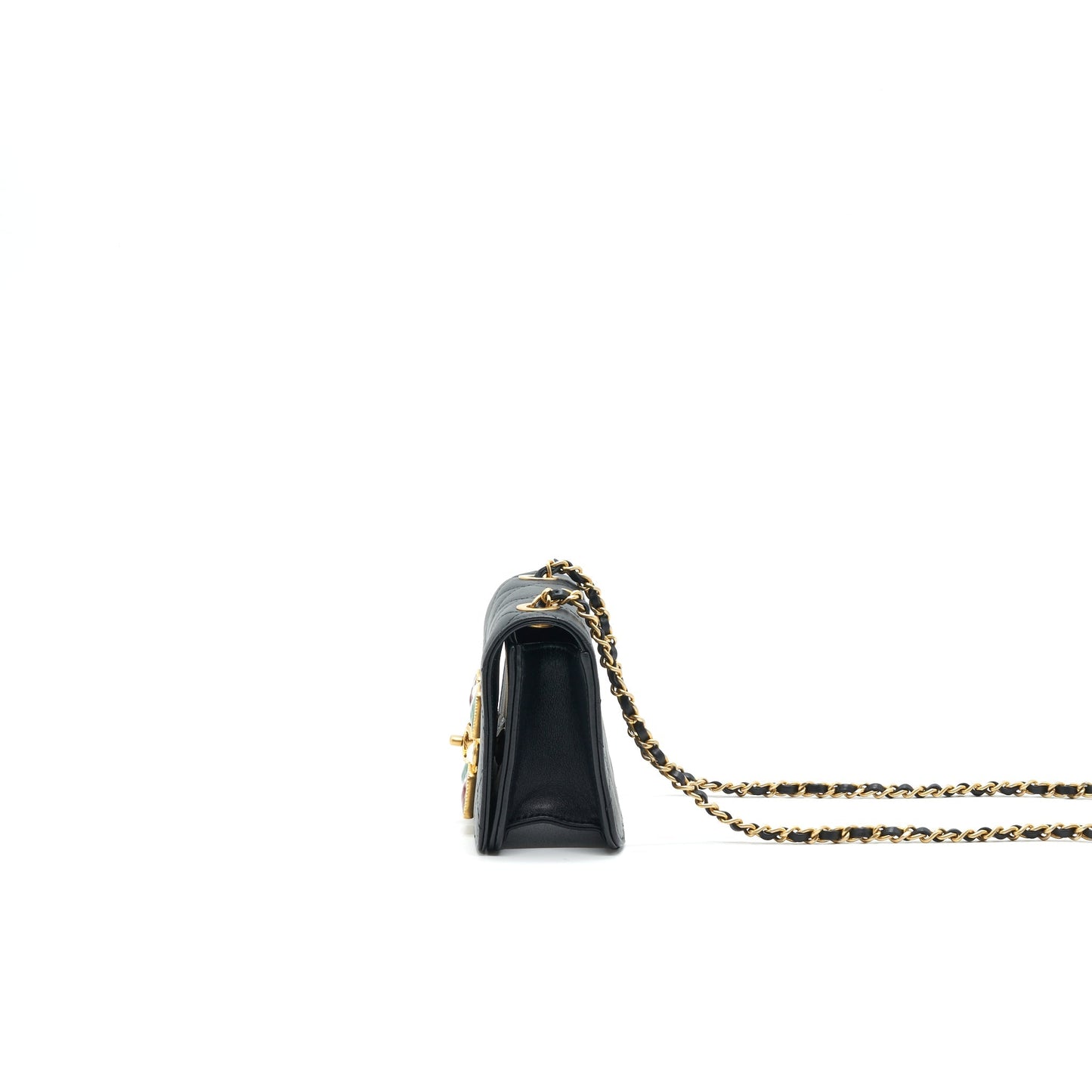 Chanel Small Flap Bag with Calfskin, Pearl , Resin Black