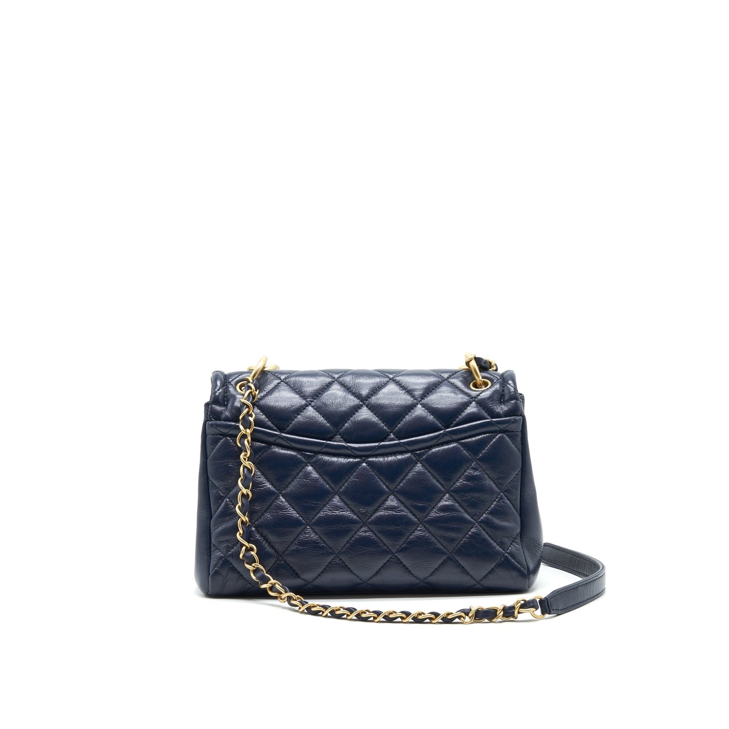 Chanel Quilted Flap Bag Navy with Brushed