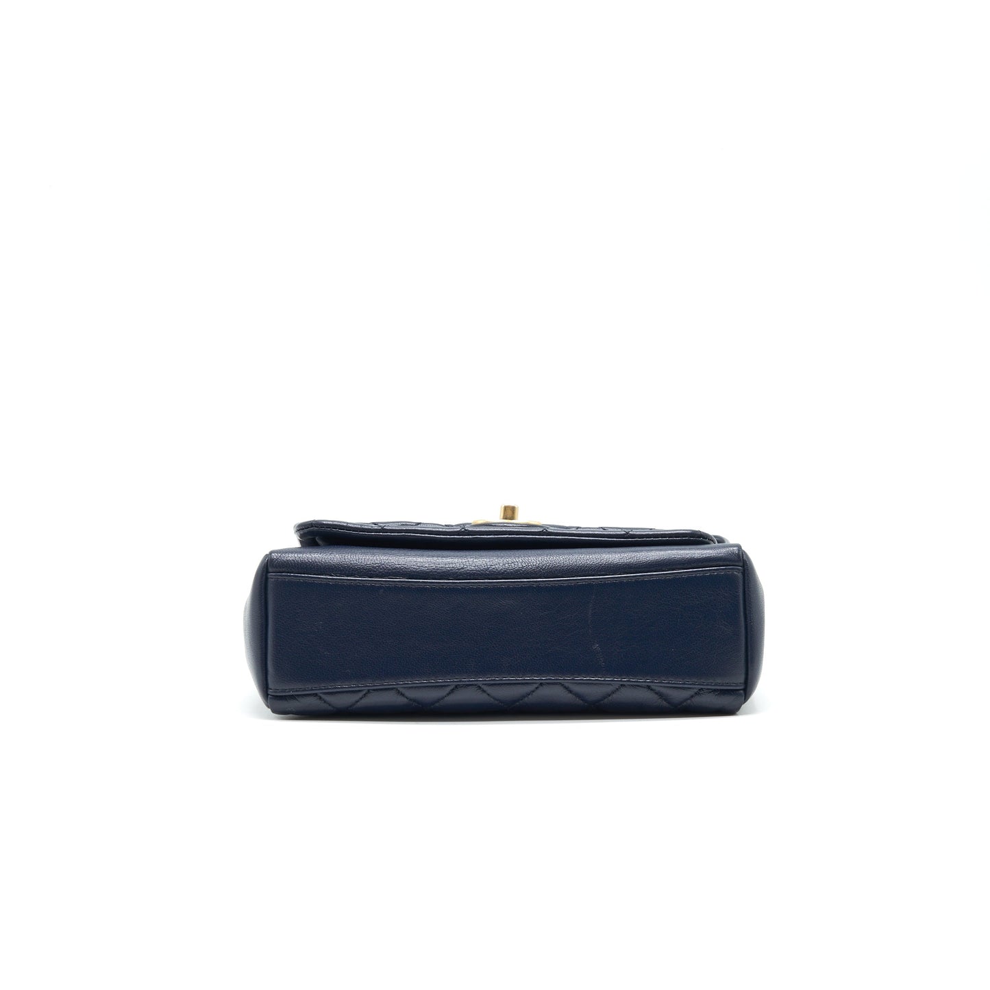 Chanel Quilted Flap Bag Navy with Brushed