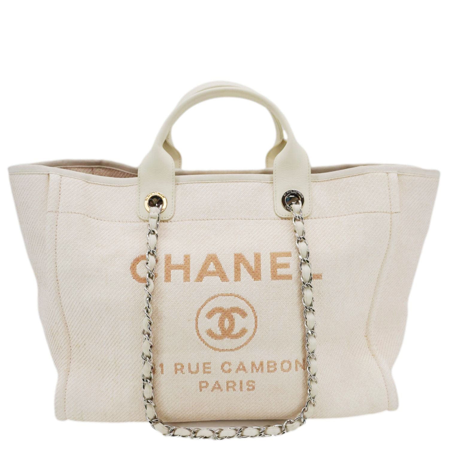 Chanel Deauville Large Raffia Mixed Fibers Tote Bag Cream