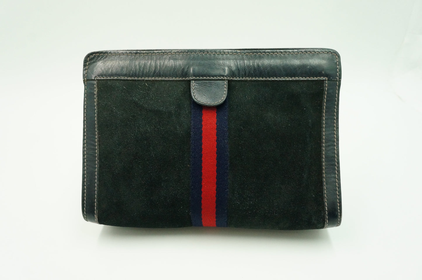 Gucci "Accessory Collection" Pouch in Navy Blue Suede Leather