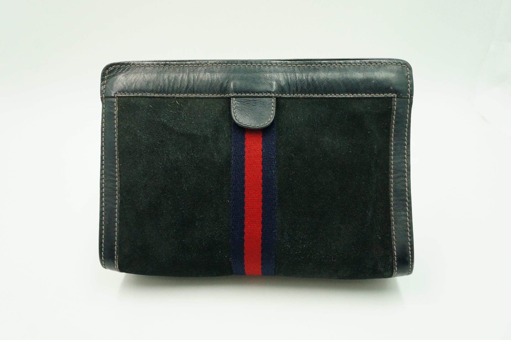 Gucci "Accessory Collection" Pouch in Navy Blue Suede Leather