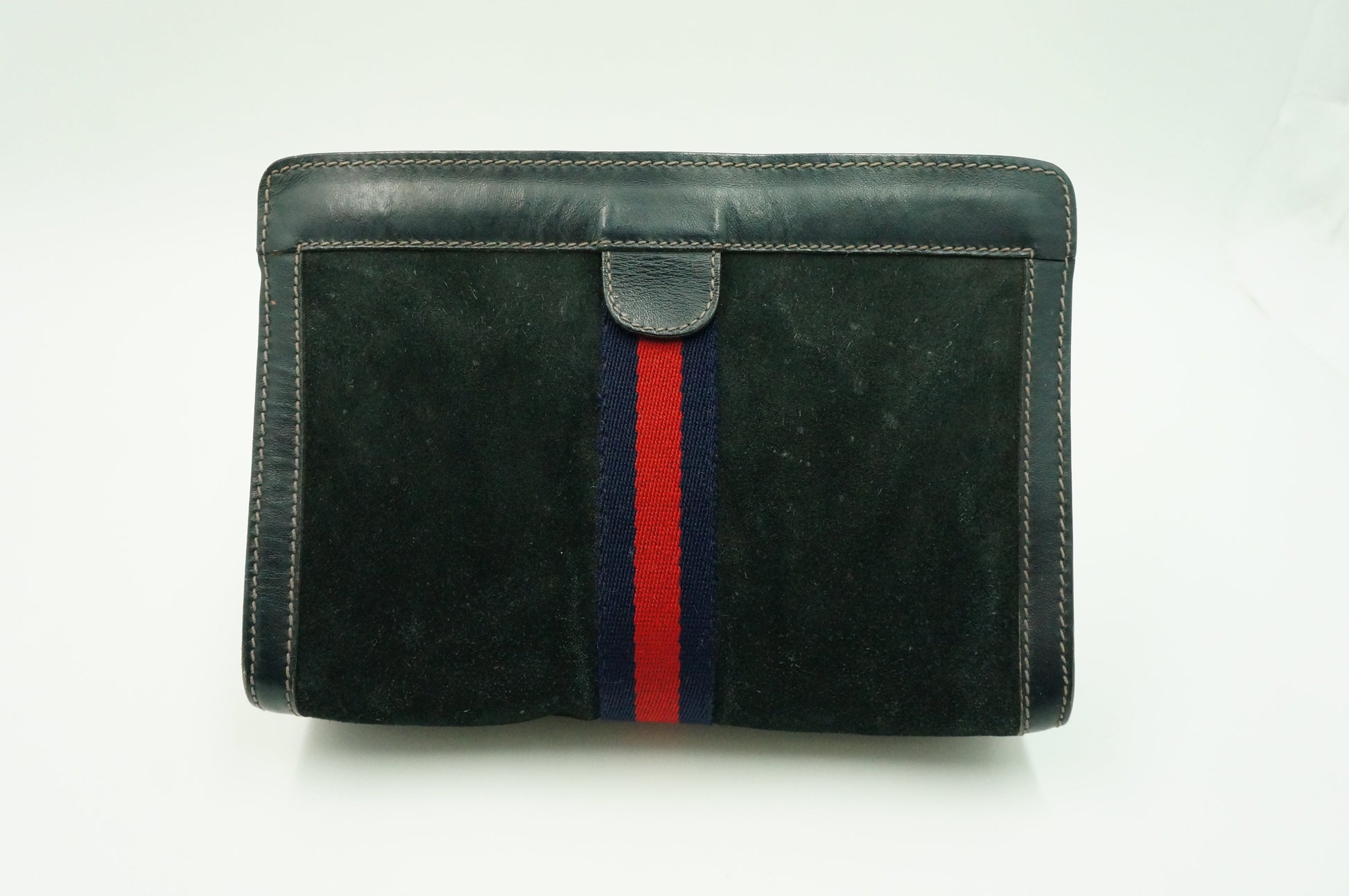 Gucci "Accessory Collection" Pouch in Navy Blue Suede Leather