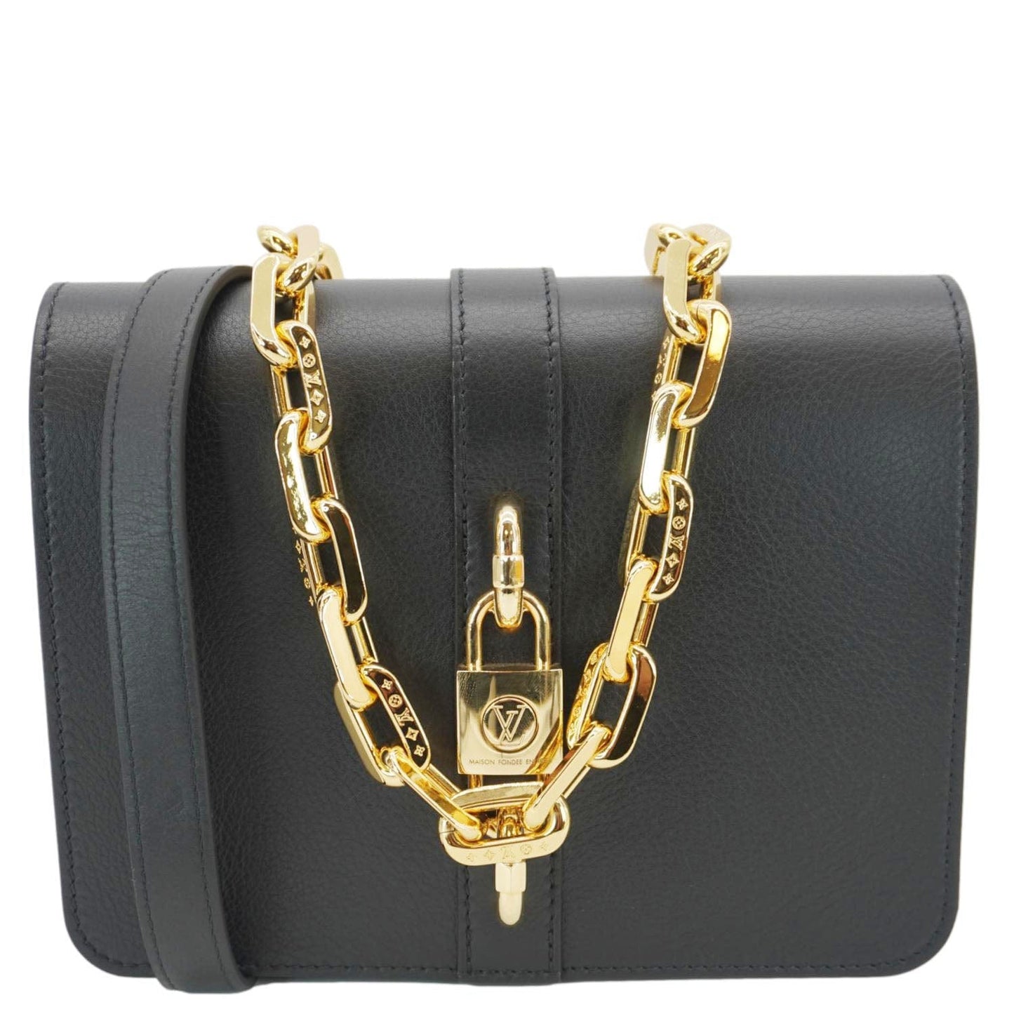 LOUIS VUITTON Rendez Vous Calfskin Leather Crossbody Bag Black