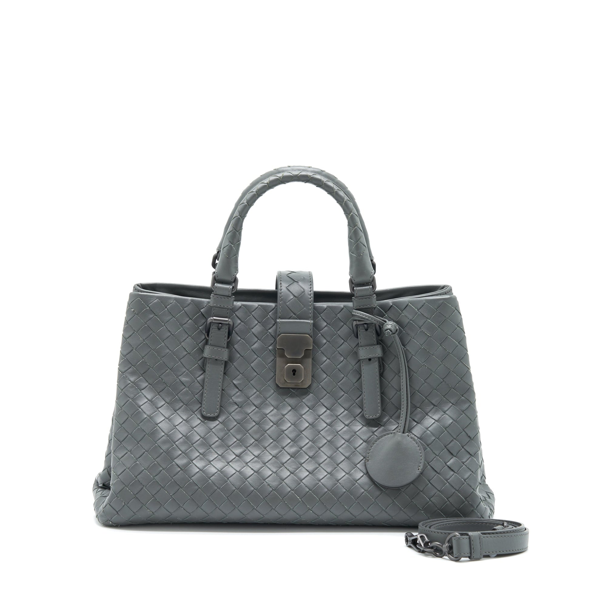 Bottega Veneta Roma Tote Purse Dark Grey Ruthenium Sliver Hardware