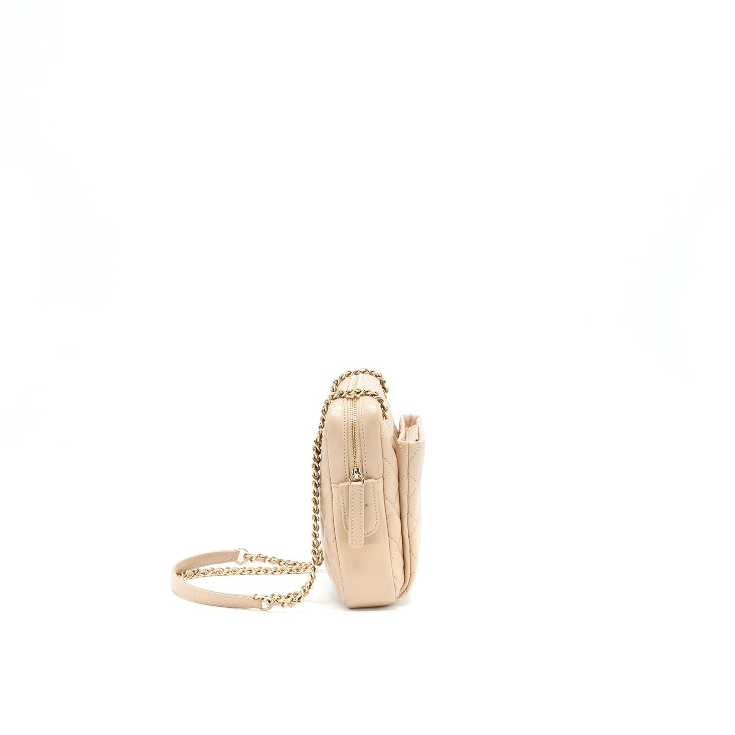 Chanel Quilted Chain Shoulder Bag/ Crossbody Bag beige L