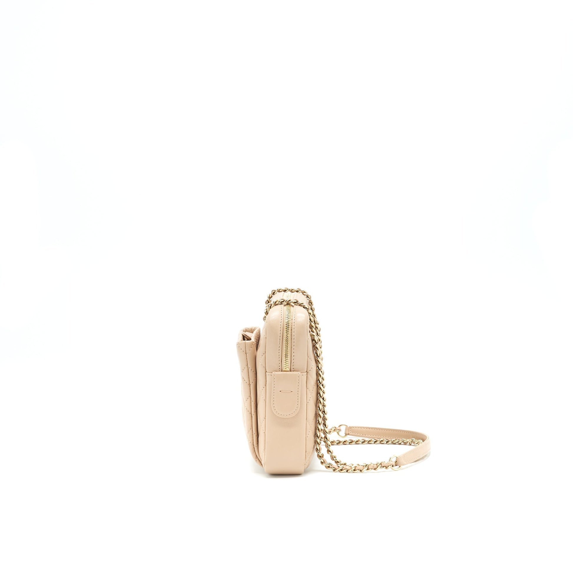 Chanel Quilted Chain Shoulder Bag/ Crossbody Bag beige L