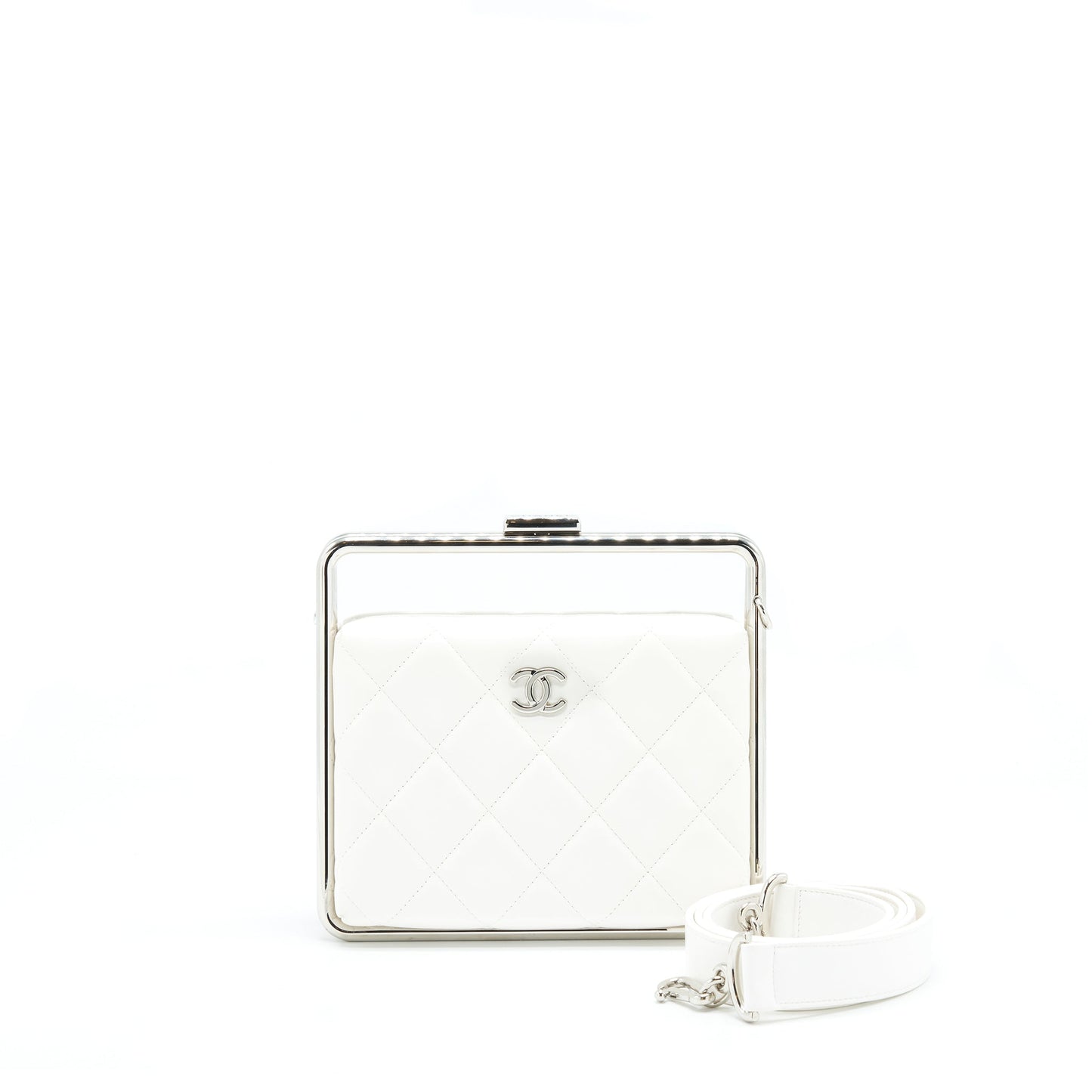 Chanel Quilted Clutch Lambskin White