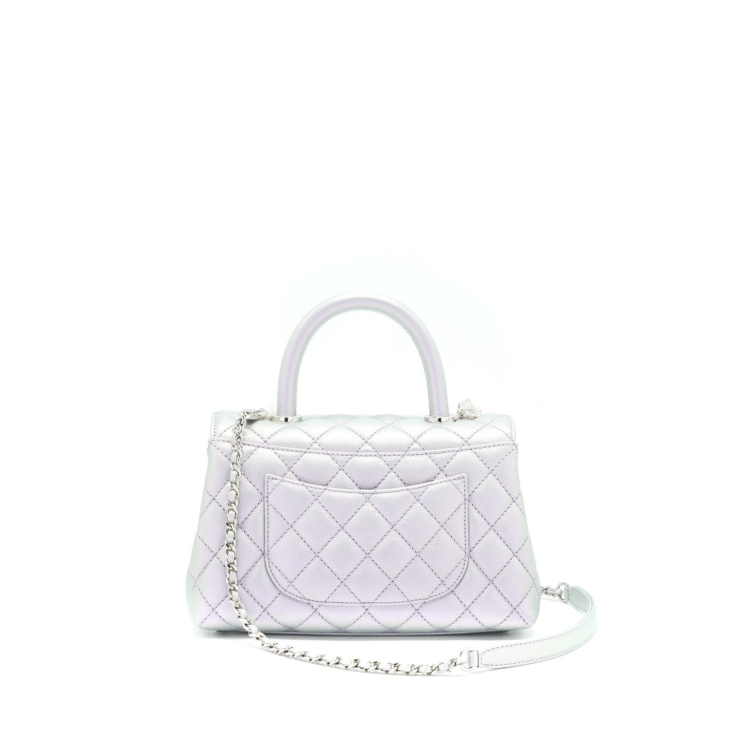 Chanel 21K Small Coco Handle 24cm Caviar Iridescent Lilac Rainbow Hardware